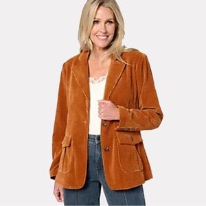 Stacy London Button Front Stretch Corduroy
Jacket Burnt Orange NWOT